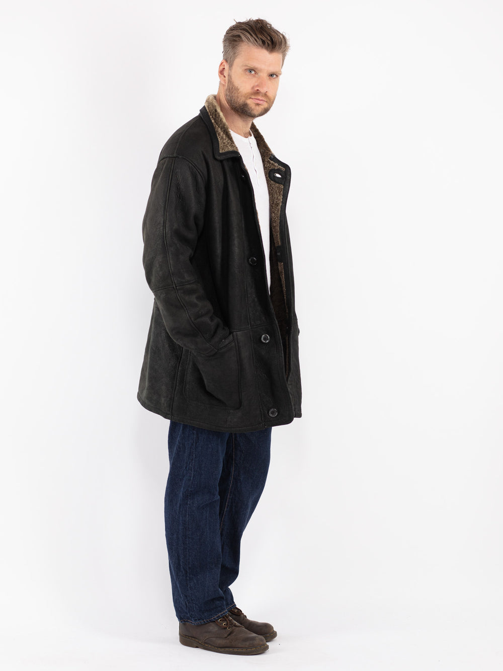 Vintage Men Coat in Black