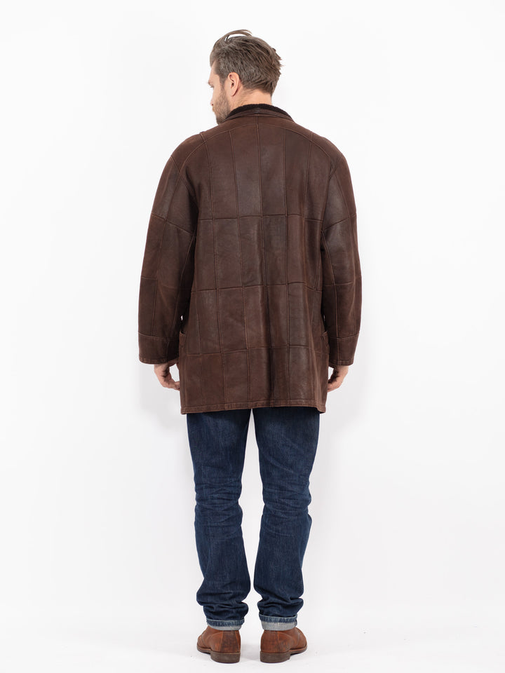 Vintage 90's Men Sheepskin Coat in BrownZ2731