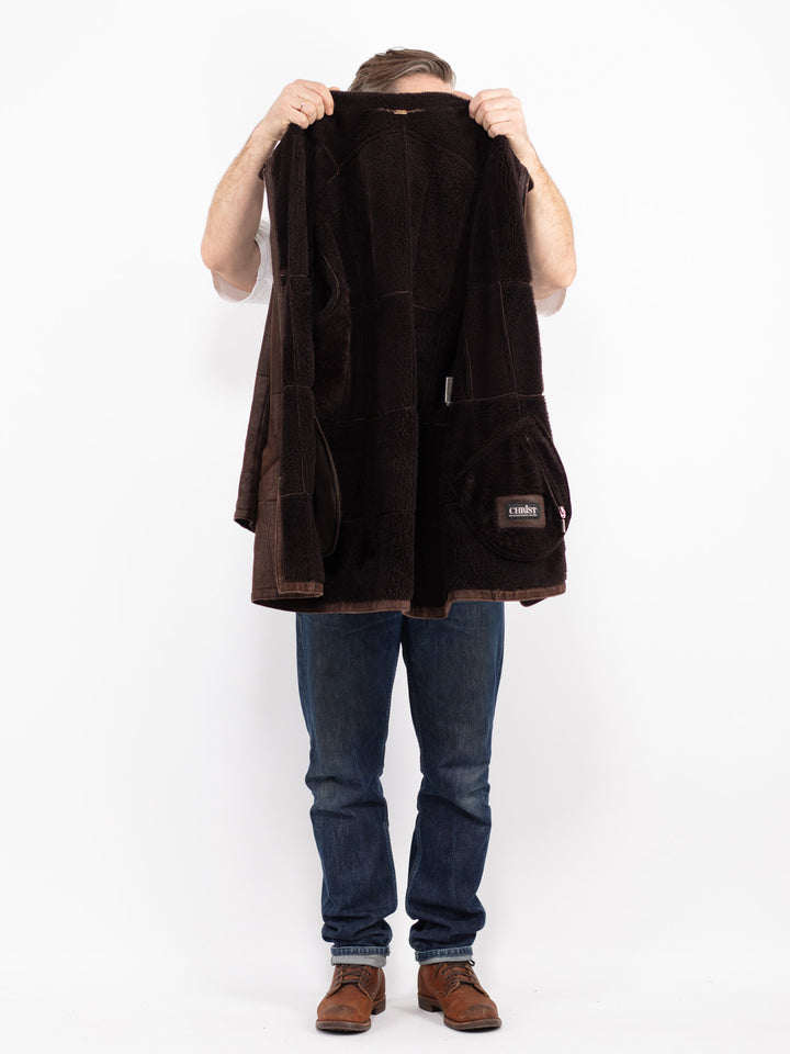 Vintage 90's Men Sheepskin Coat in BrownZ2731