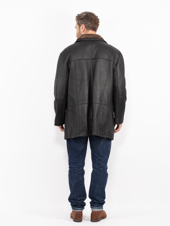 Vintage 90's Men Sheepskin Coat in BlackZ2732