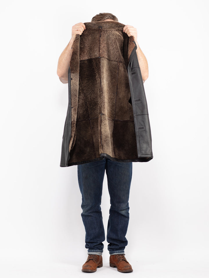 Vintage 90's Men Sheepskin Coat in BlackZ2732