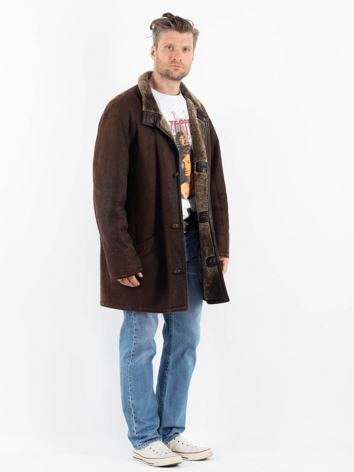 Vintage 90's Men Sheepskin Coat in BrownZ1780