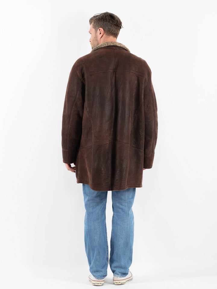 Vintage 90's Men Sheepskin Coat in BrownZ1780