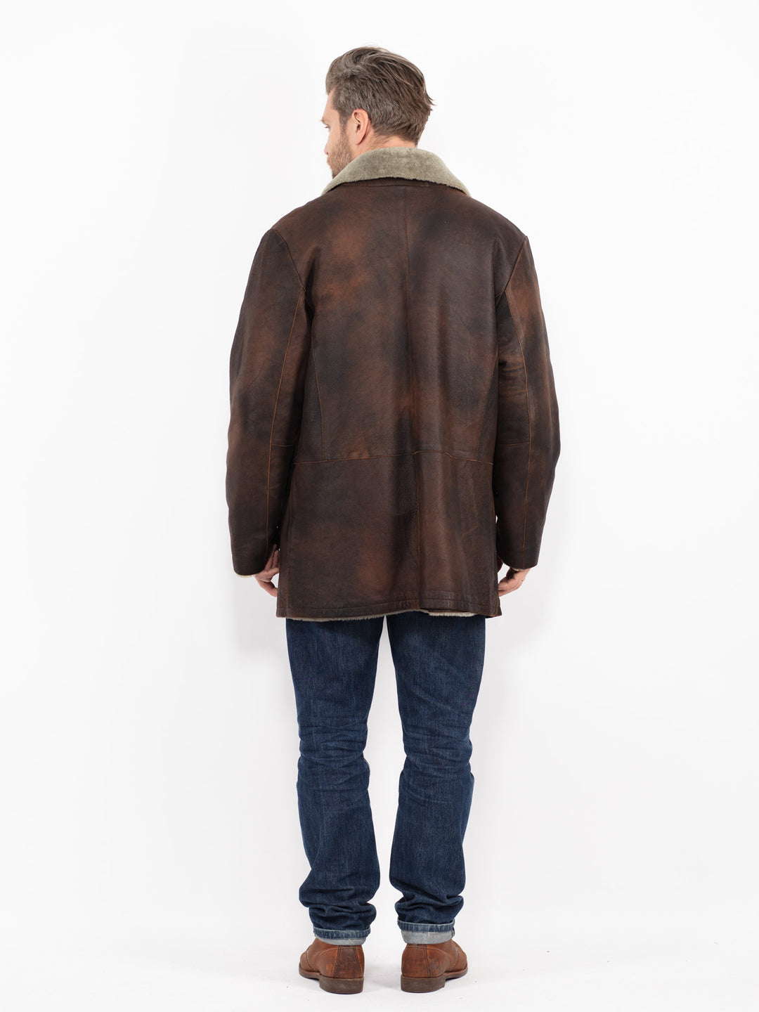 Vintage 90's Men Sheepskin Coat in BrownZ2733