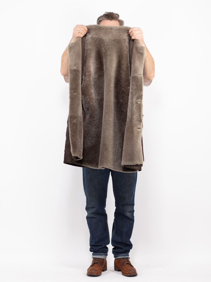 Vintage 90's Men Sheepskin Coat in BrownZ2733