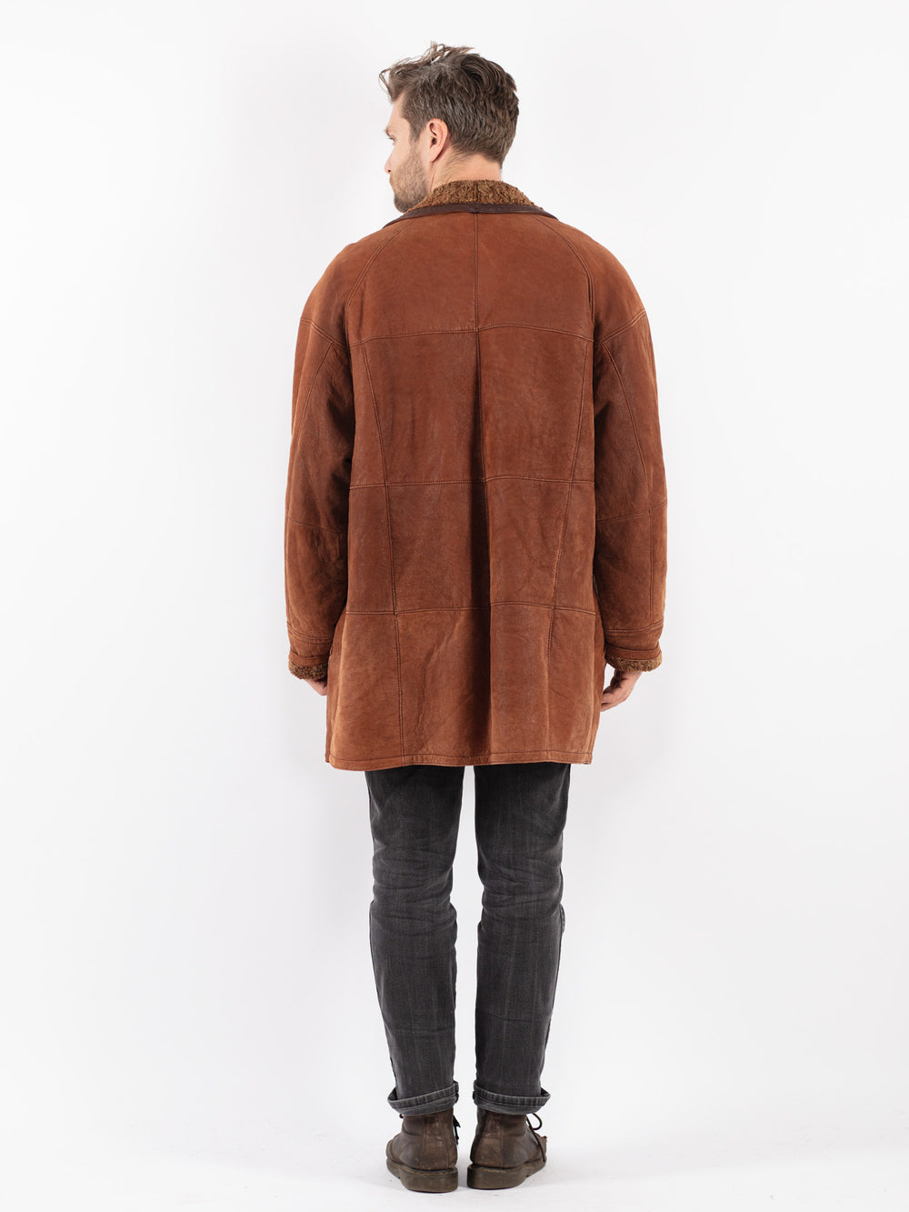 Vintage 90's Men Sheepskin Coat in Brown