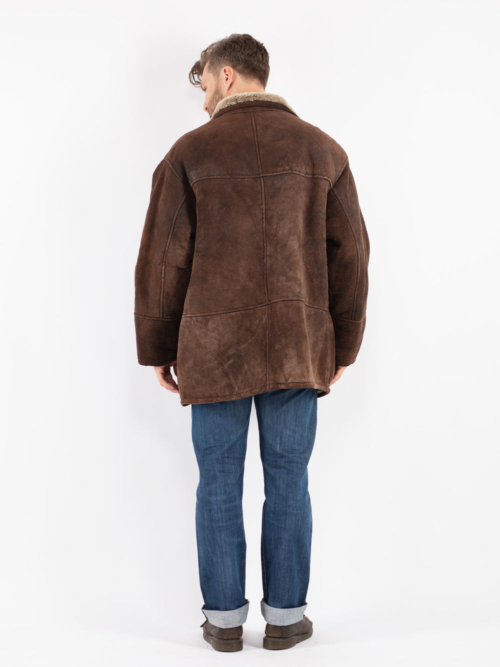 Vintage 90's Men Sheepskin Coat in Brown