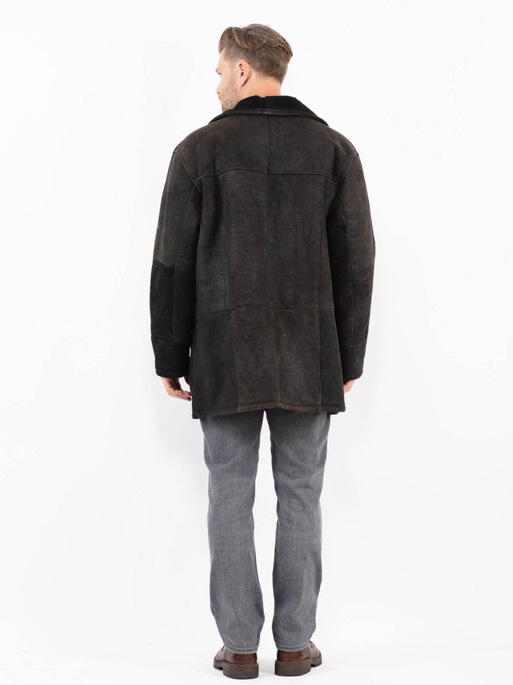 Vintage 90's Men Sheepskin Coat in BlackZ2131