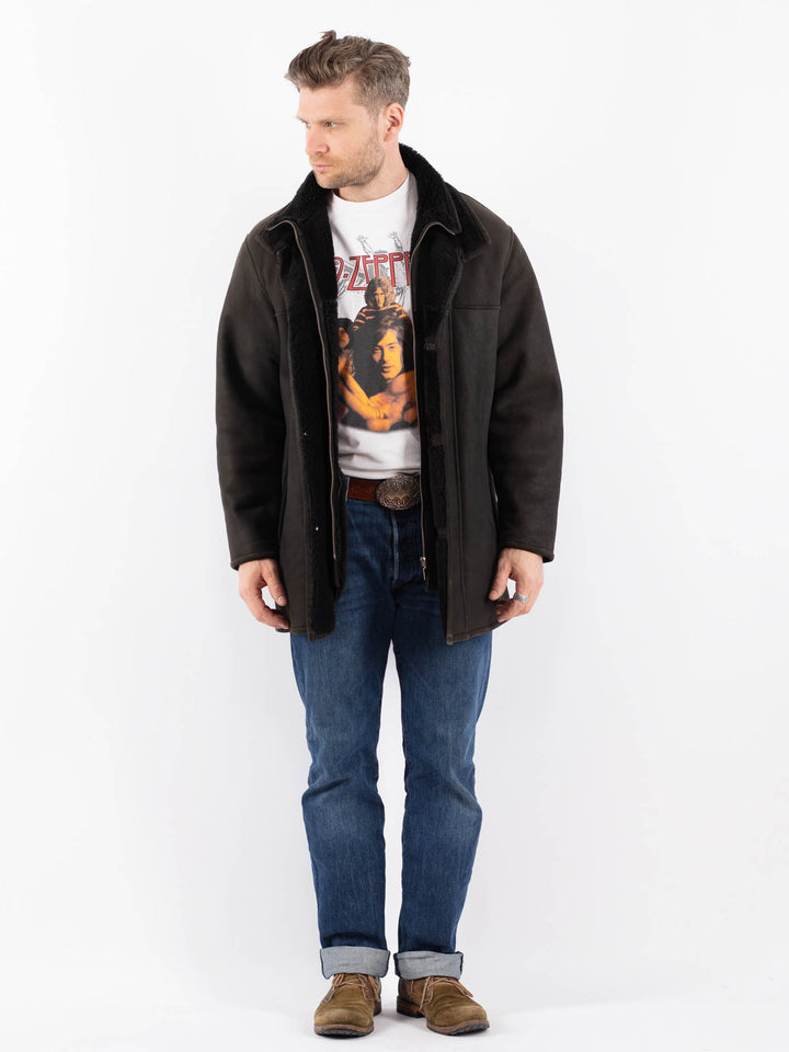 Vintage 90's Men Sheepskin Coat in GrayZ1557