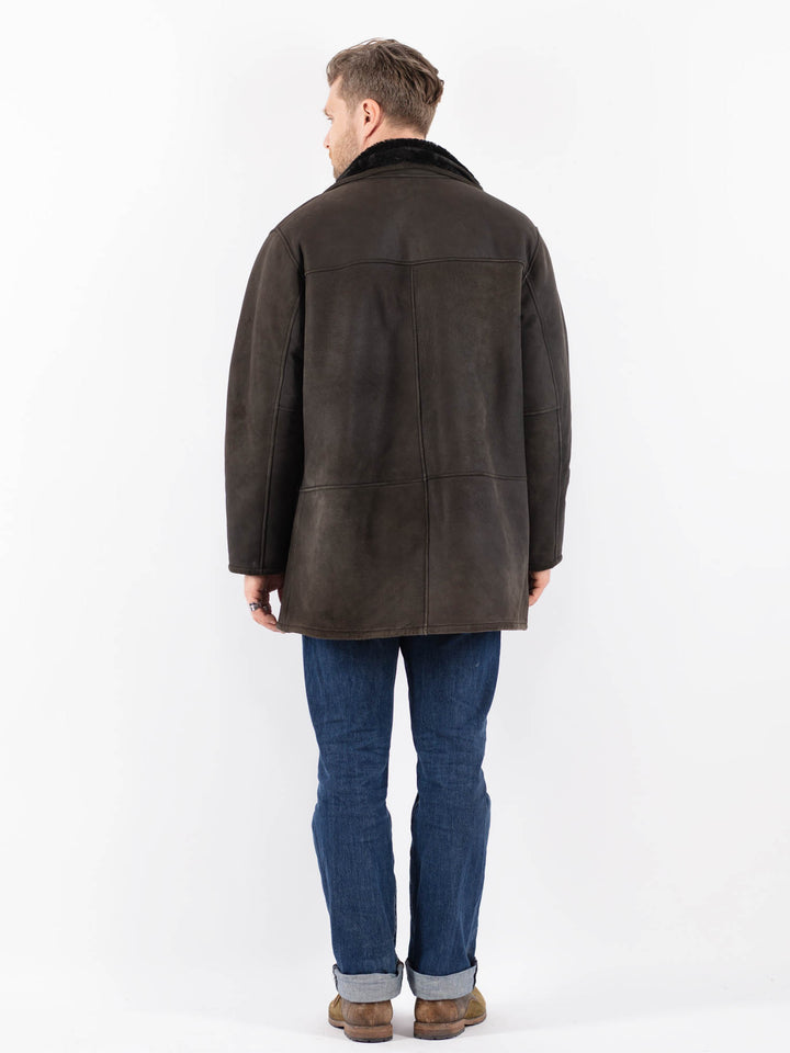 Vintage 90's Men Sheepskin Coat in GrayZ1557