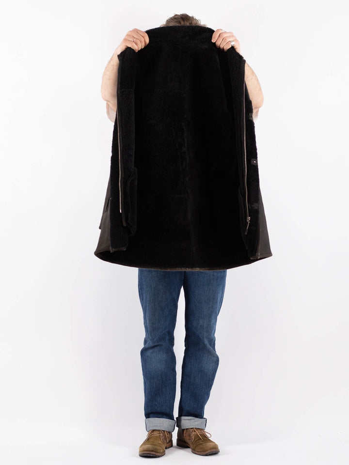 Vintage 90's Men Sheepskin Coat in GrayZ1557