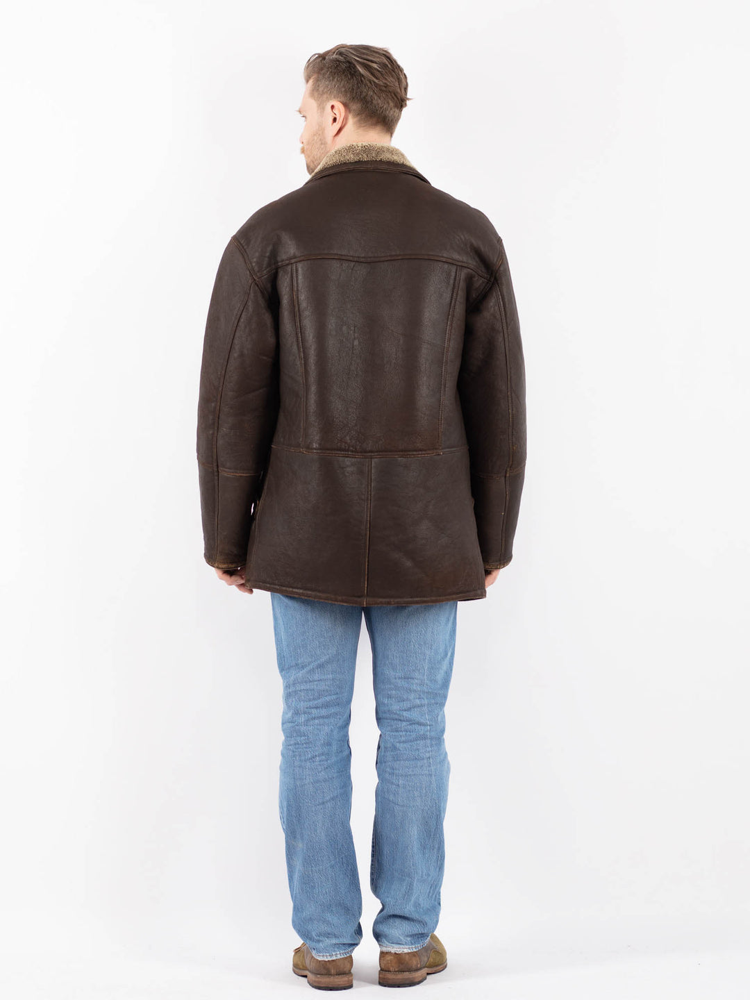 Vintage 90's Men Sheepskin Coat in BrownZ1449