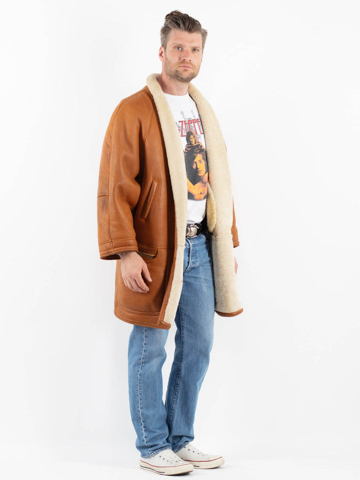 Vintage 90's Men Sheepskin Coat in BrownZ1790