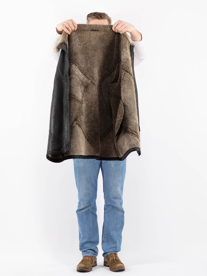 Vintage 90's Men Sheepskin Coat in BlackZ1453