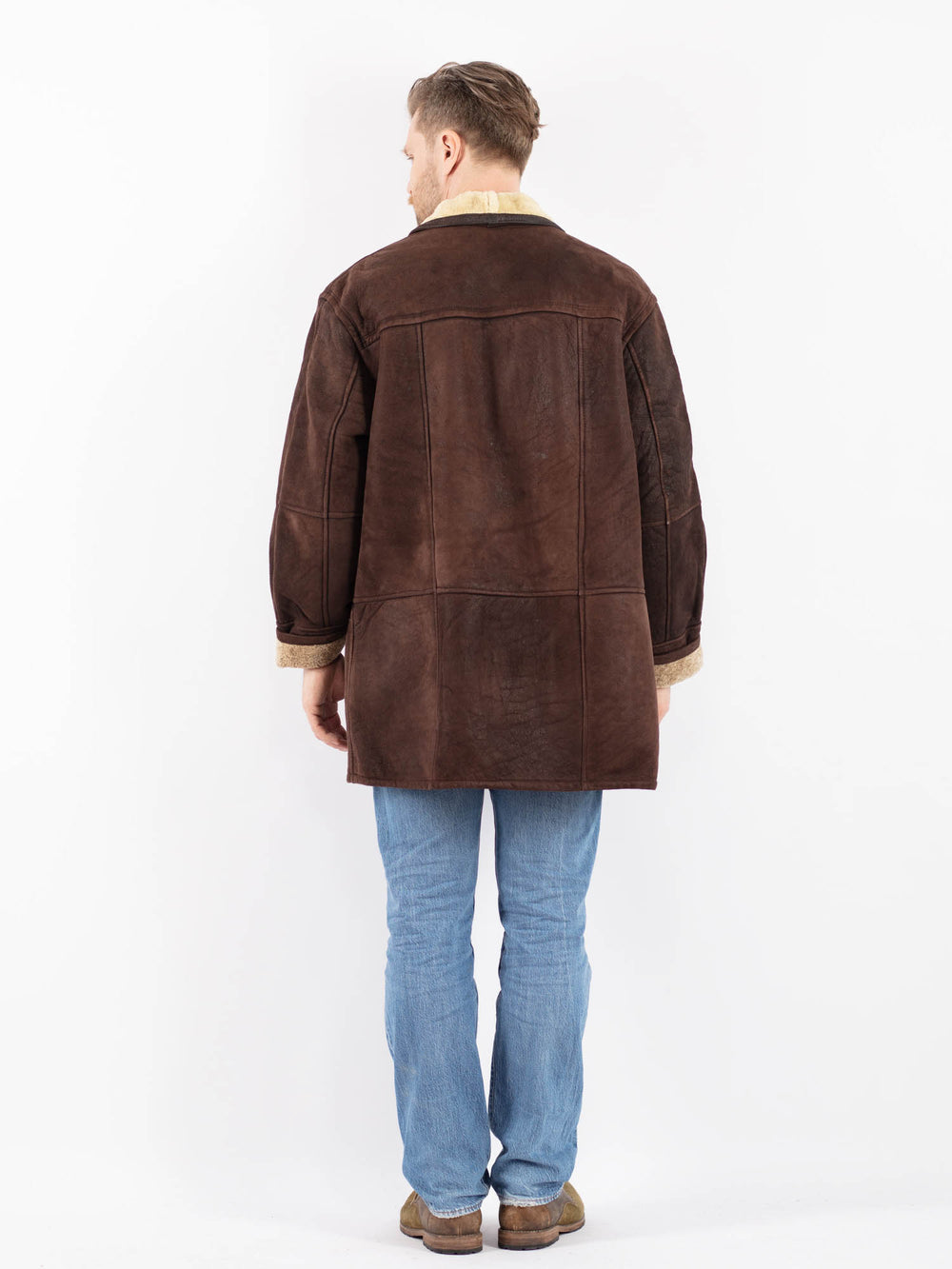 Vintage 90's Men Sheepskin Coat in BrownZ1454