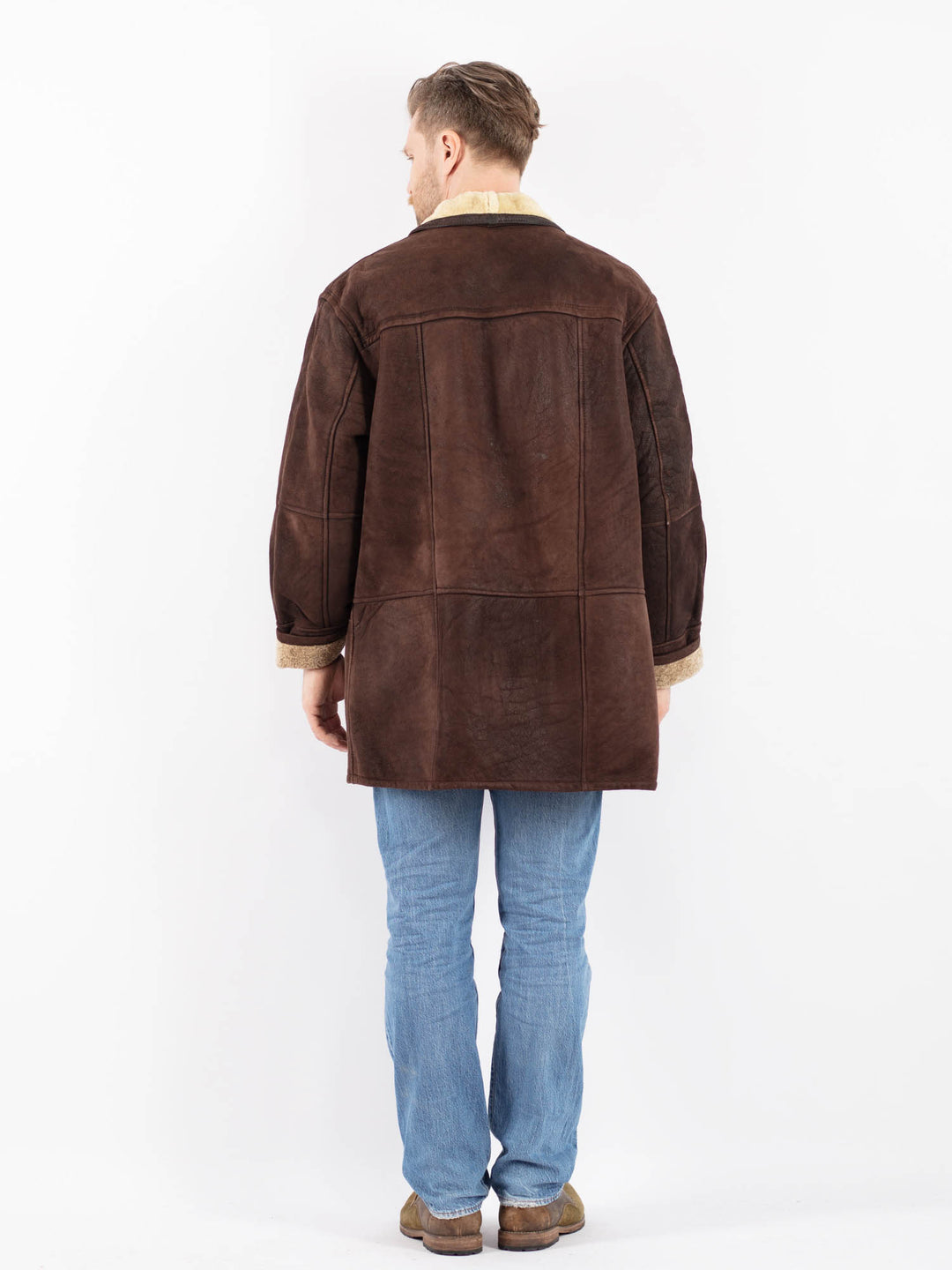 Vintage 90's Men Sheepskin Coat in BrownZ1454