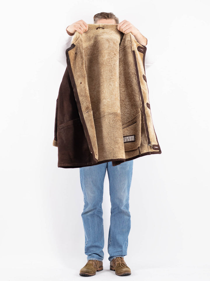 Vintage 90's Men Sheepskin Coat in BrownZ1454