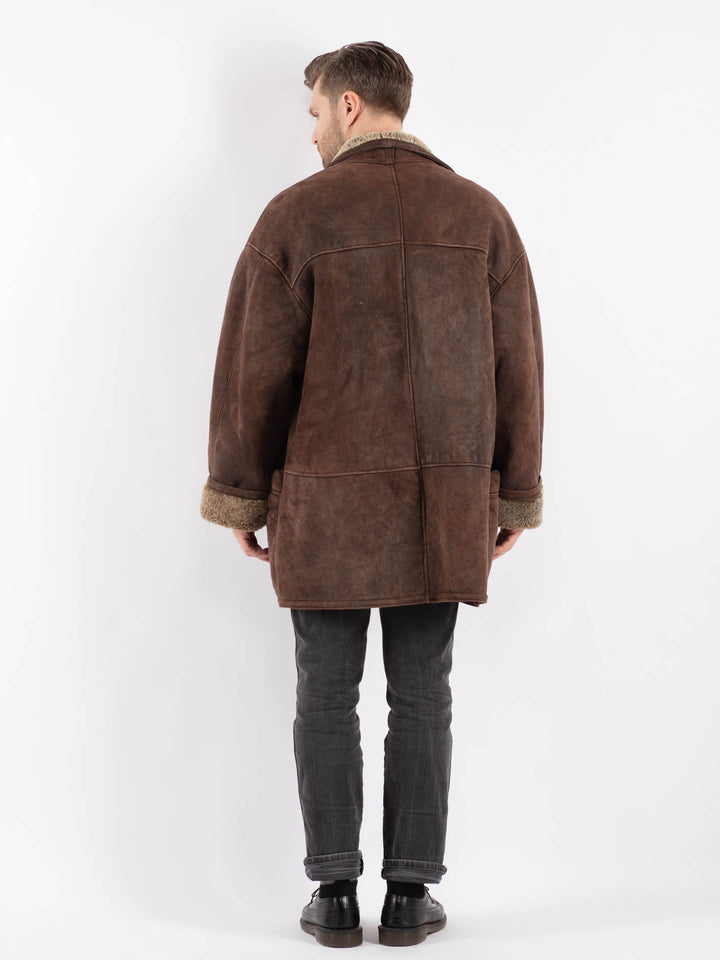 Vintage 90's Men Sheepskin Coat in BrownZ471