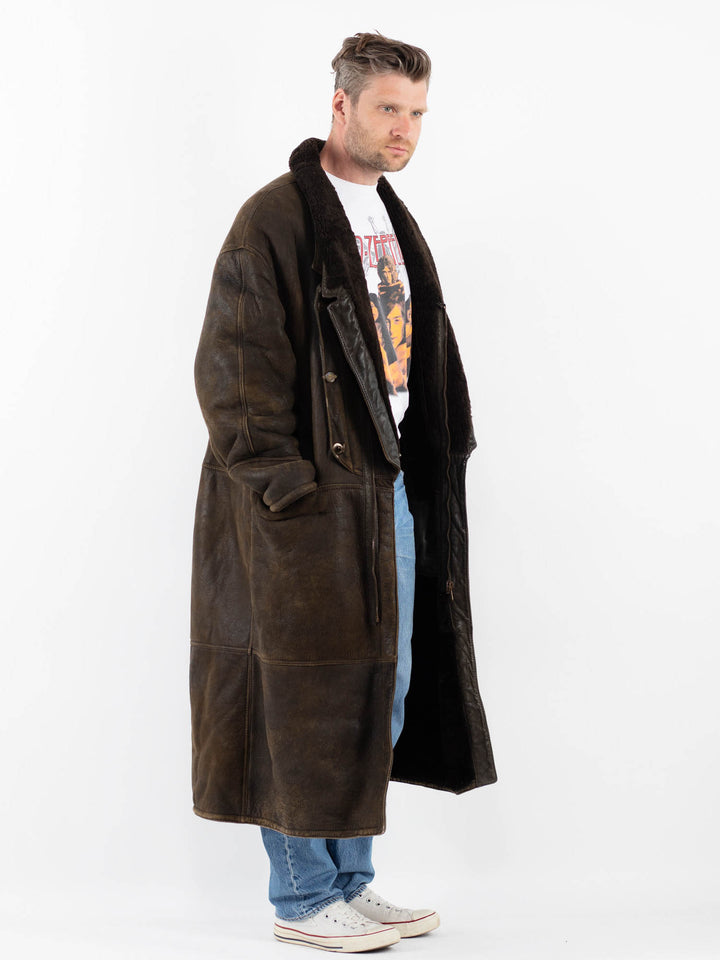 Vintage 90's Men Sheepskin Coat in BrownZ1798