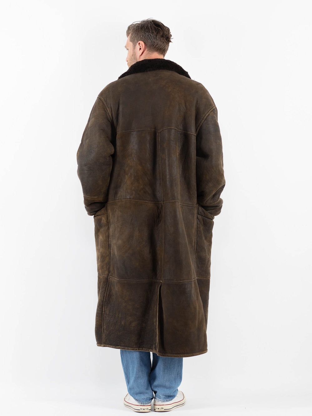 Vintage 90's Men Sheepskin Coat in BrownZ1798
