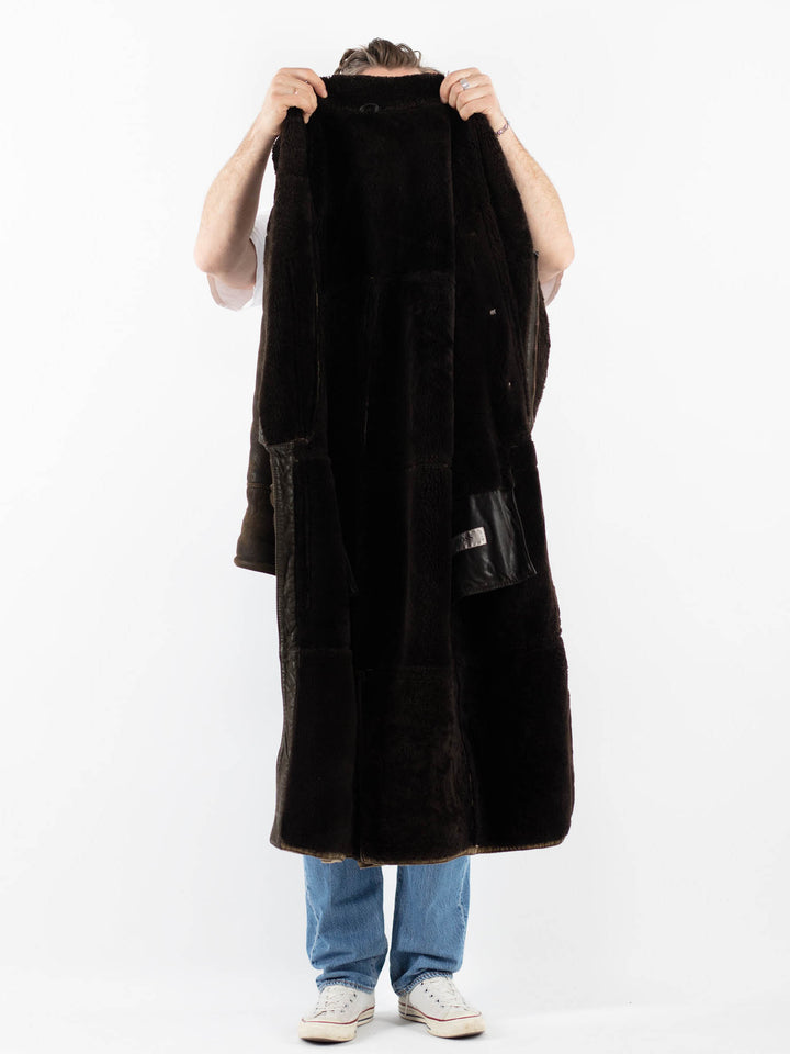 Vintage 90's Men Sheepskin Coat in BrownZ1798