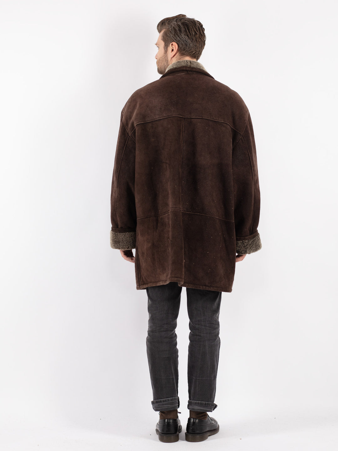 Vintage 90's Men Sheepskin Coat in Brown