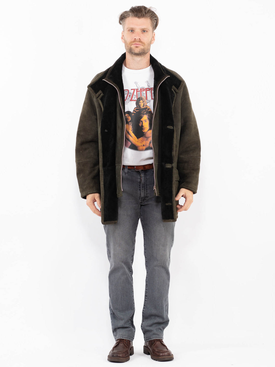 Vintage 90's Men Sheepskin in GreenZ2149