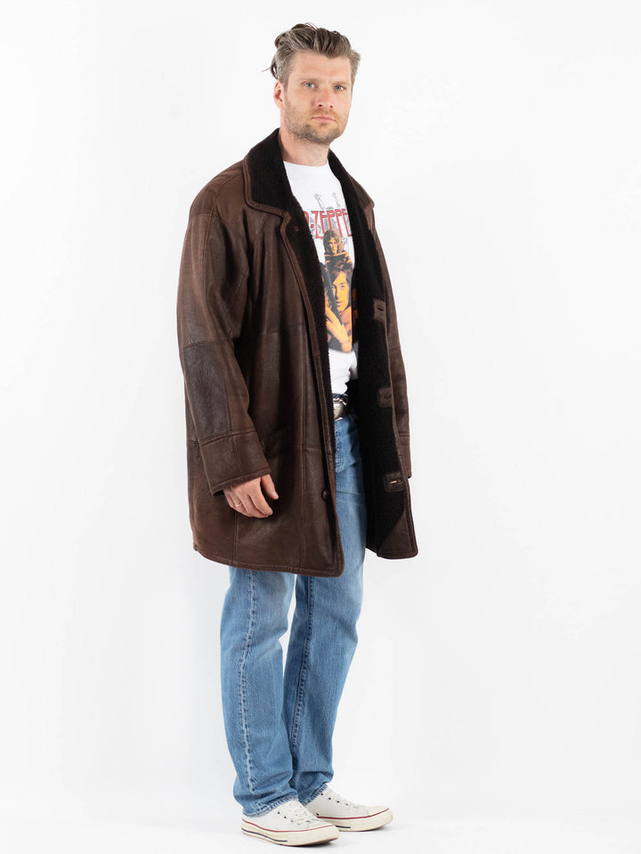 Vintage 90's Men Sheepskin Coat in BrownZ1805