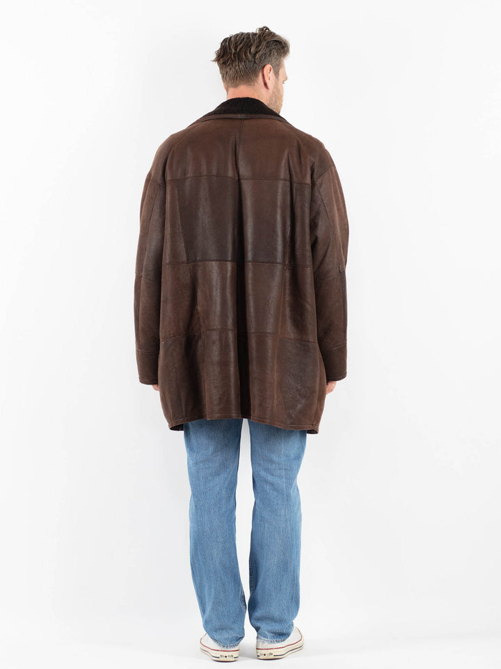 Vintage 90's Men Sheepskin Coat in BrownZ1805