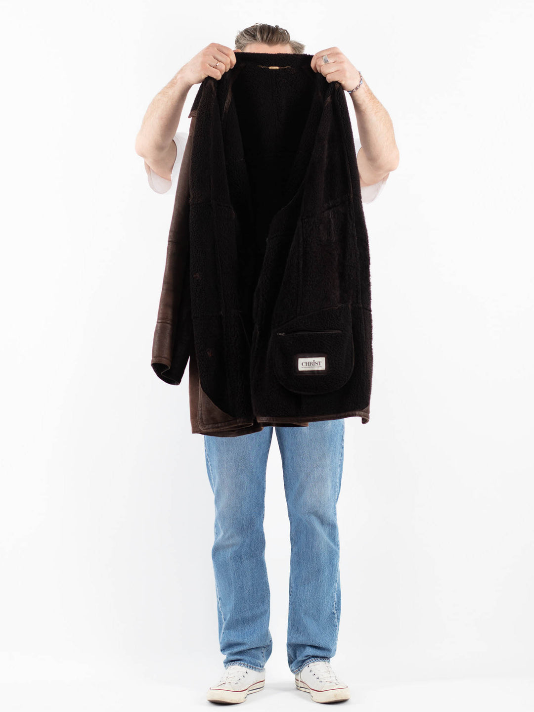 Vintage 90's Men Sheepskin Coat in BrownZ1805