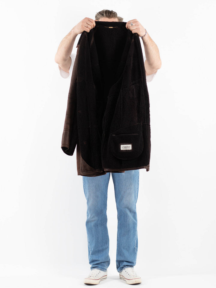 Vintage 90's Men Sheepskin Coat in BrownZ1805