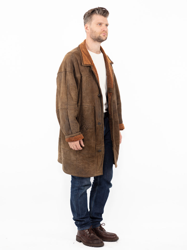 Vintage 90's Men Sheepskin Coat in BrownZ2603