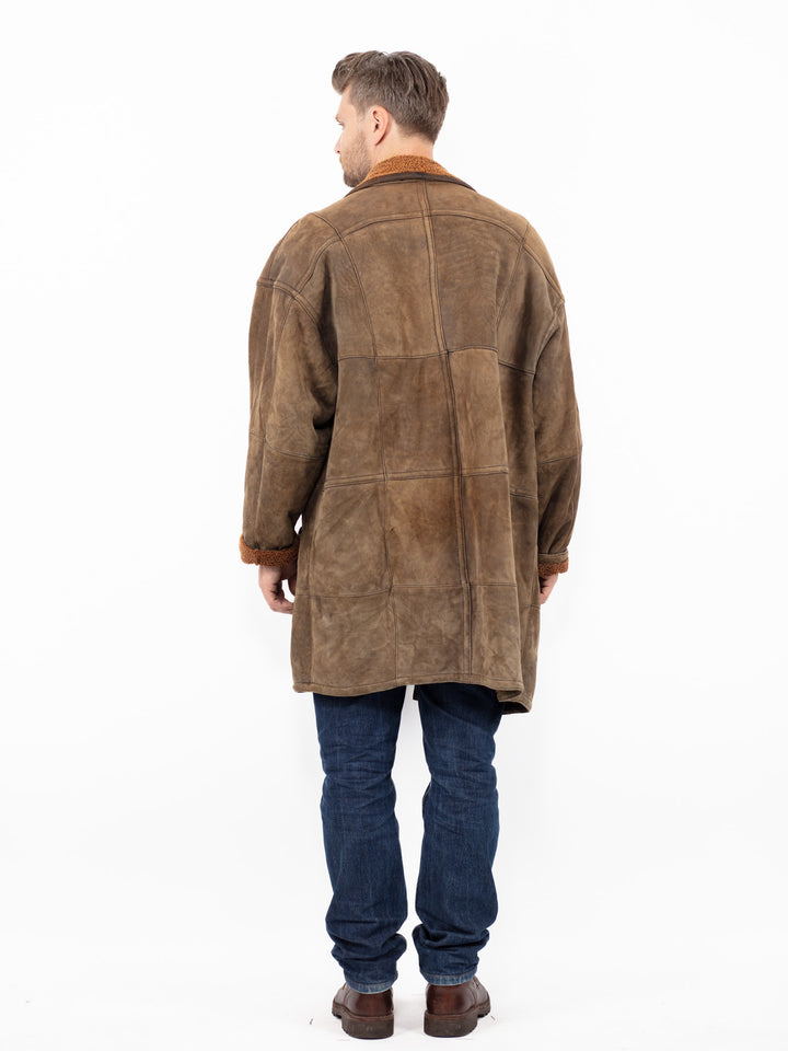 Vintage 90's Men Sheepskin Coat in BrownZ2603