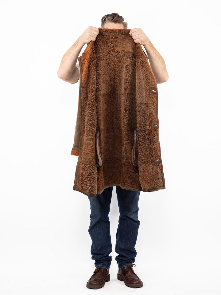 Vintage 90's Men Sheepskin Coat in BrownZ2603
