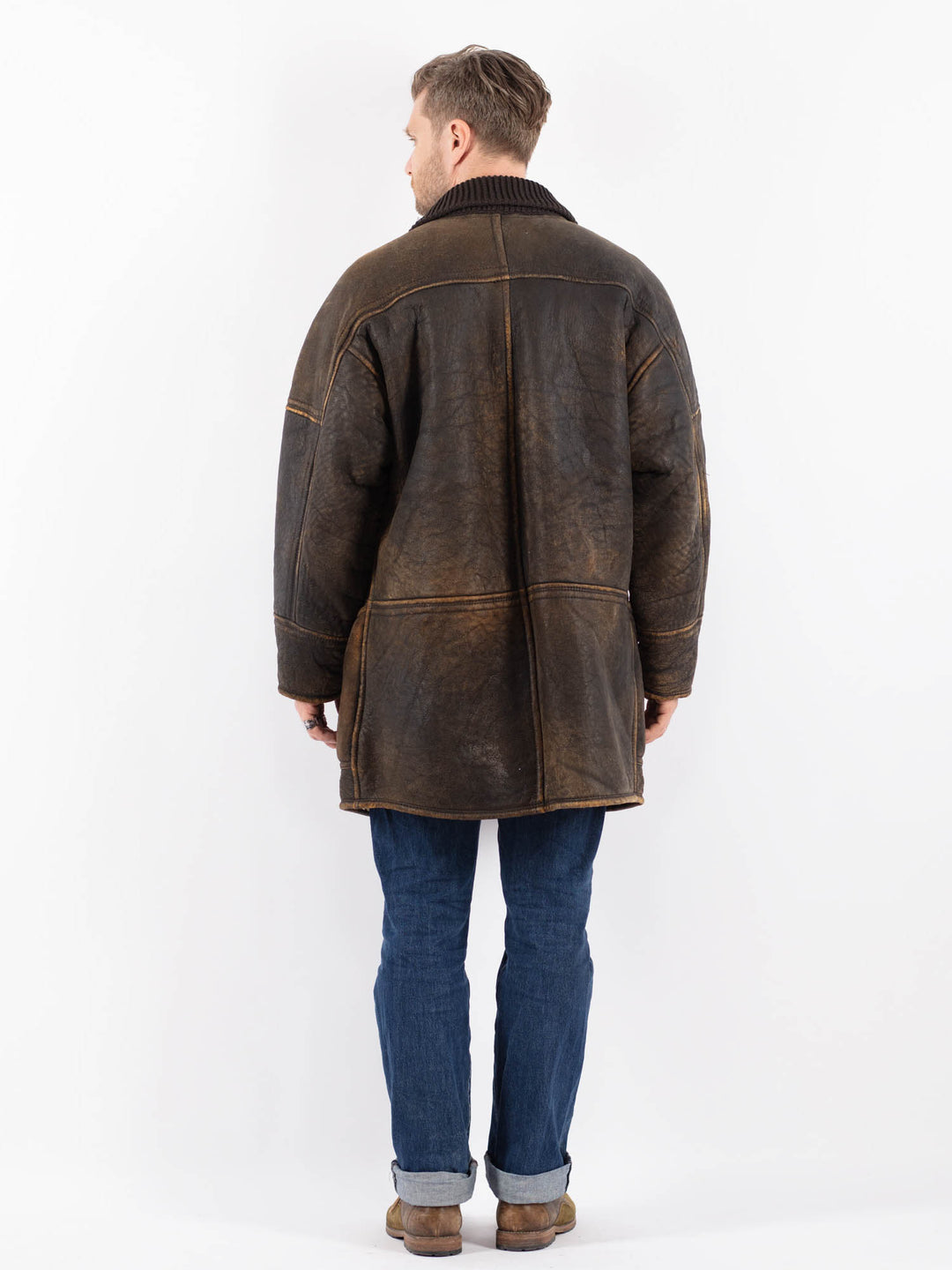 Vintage 70's Men Sheepskin Shearling Coat in Z1571