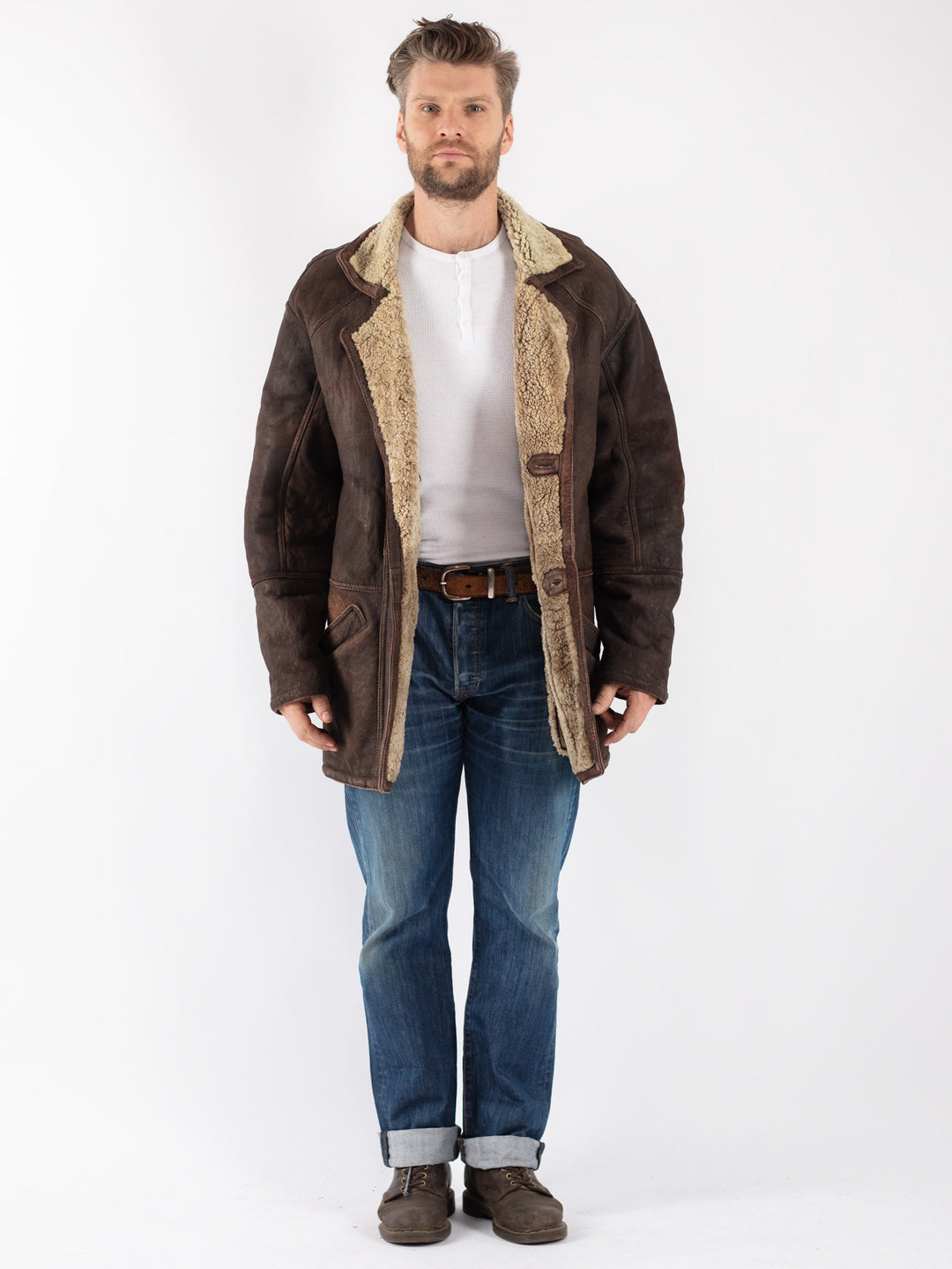 Vintage 90's Men Sheepskin Coat in