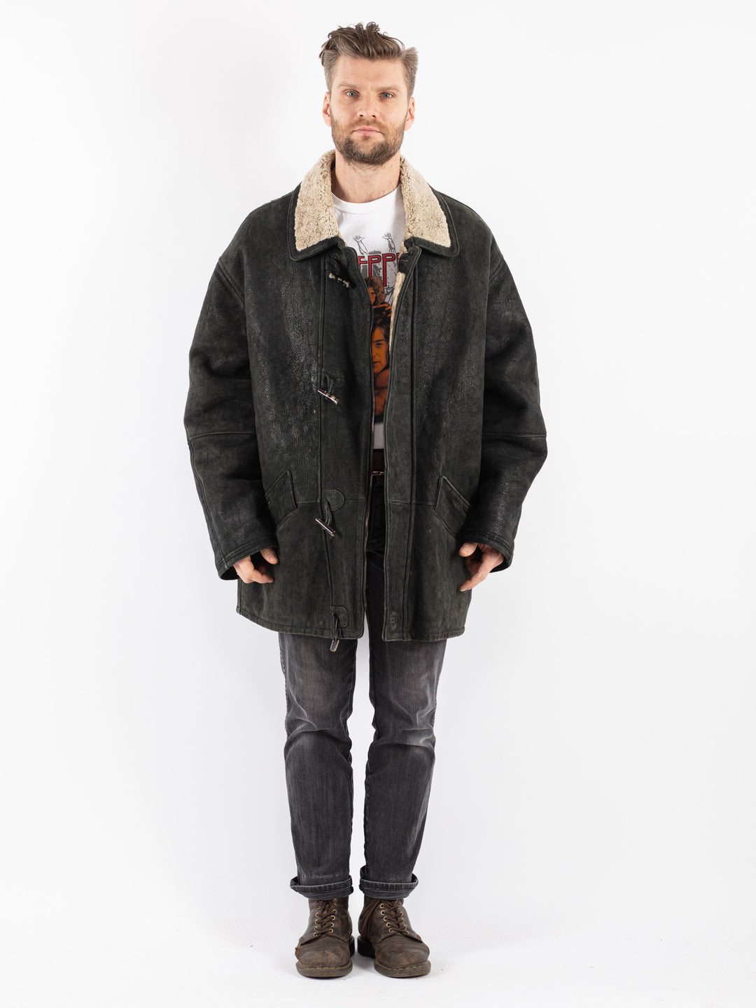 Vintage 90's Men Sheepskin Coat in