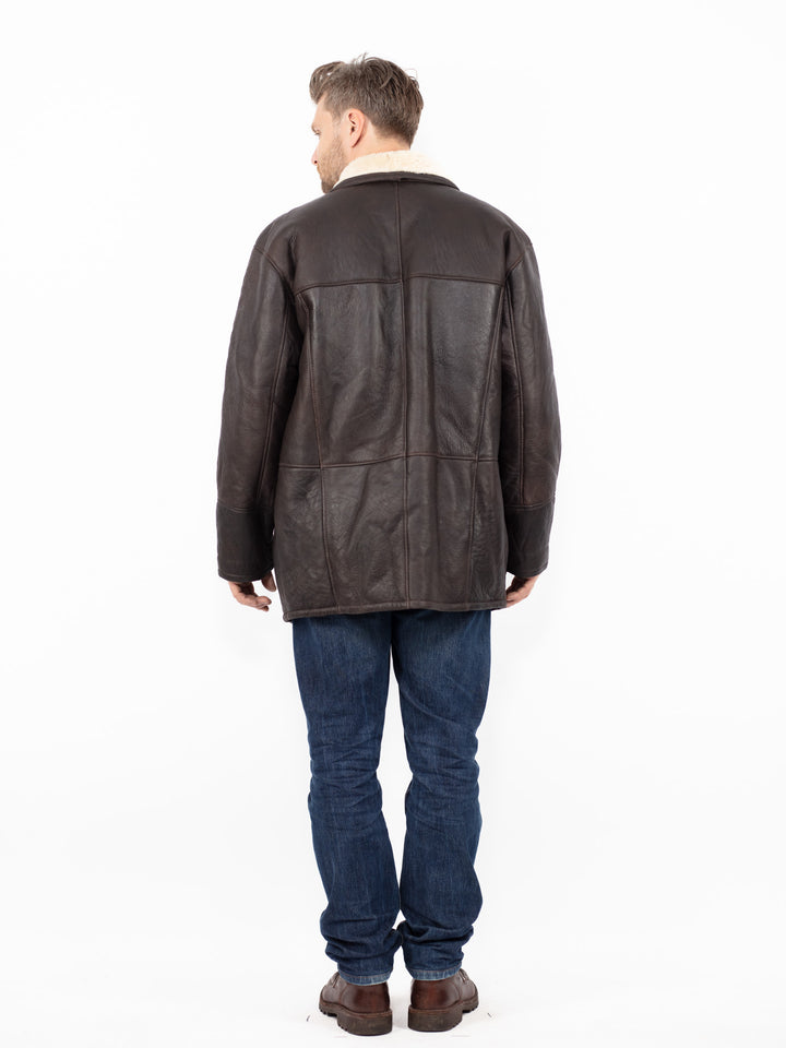 Vintage 90's Men Sheepskin Coat in Brown
