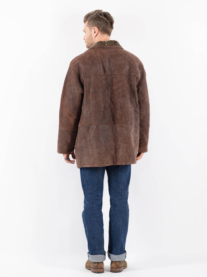 Vintage 90's Men Sheepskin Coat in BrownZ1580