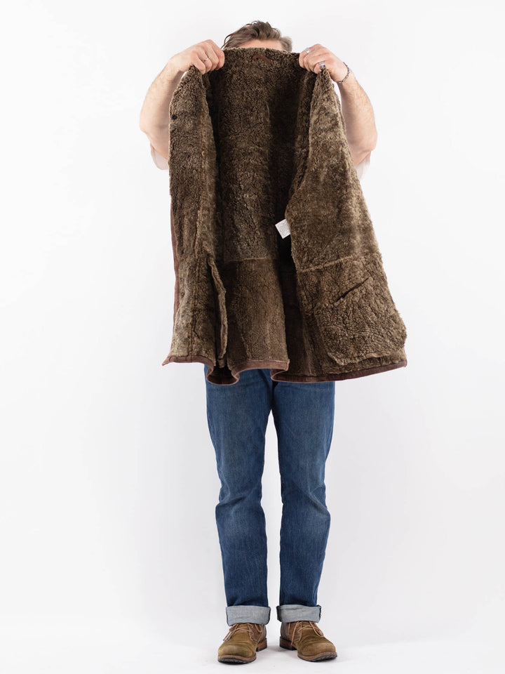 Vintage 90's Men Sheepskin Coat in BrownZ1580