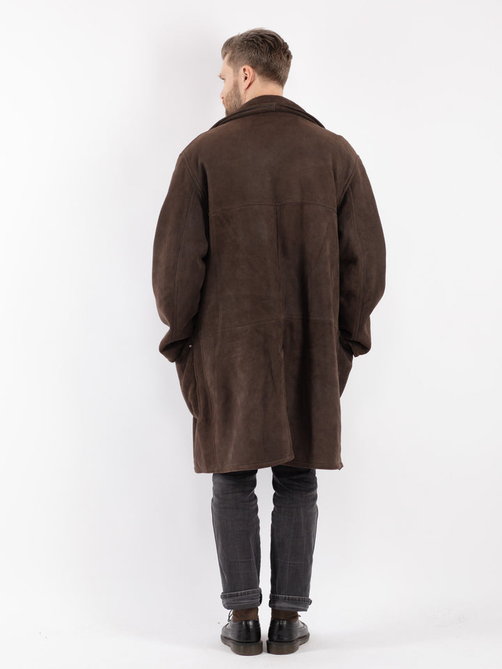 Vintage 90's Men Sheepskin Coat in Brown