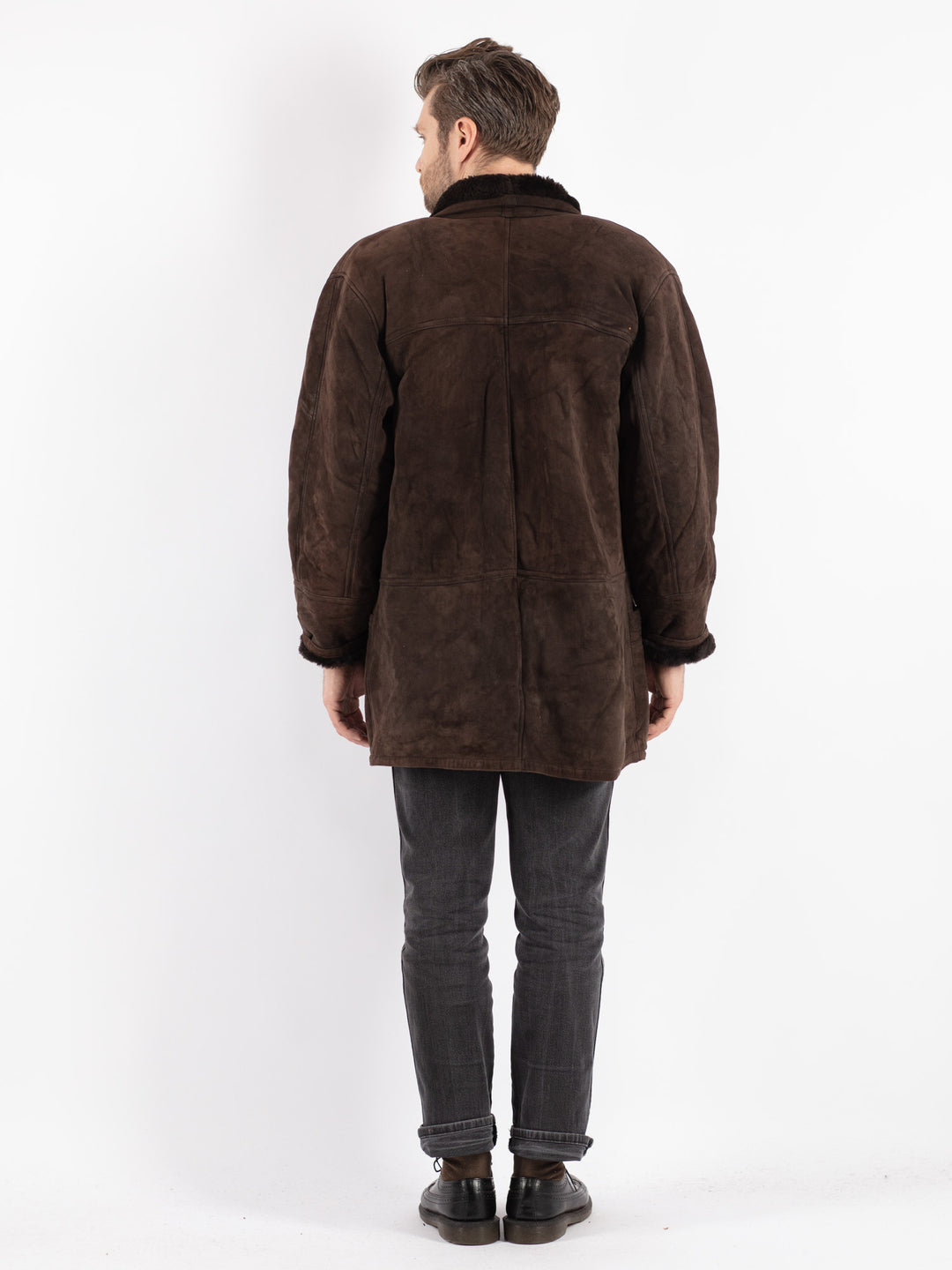 Vintage 90's Men Sheepskin Coat in Brown