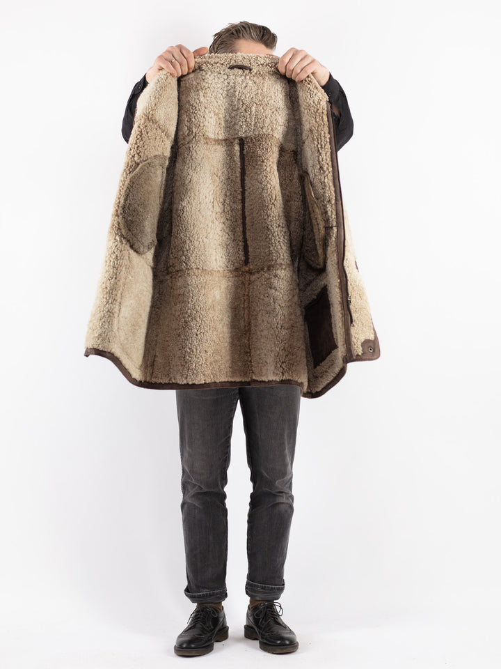 Vintage 90's Men Sheepskin Coat in Brown