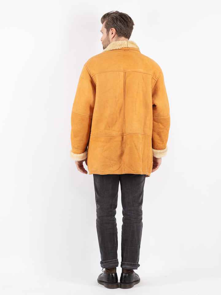 Vintage 80's Men Sheepskin Coat in Brown