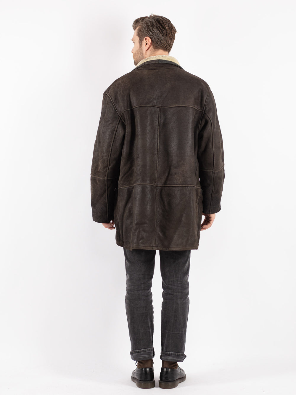Vintage 90's Men Sheepskin Coat in BrownZ256