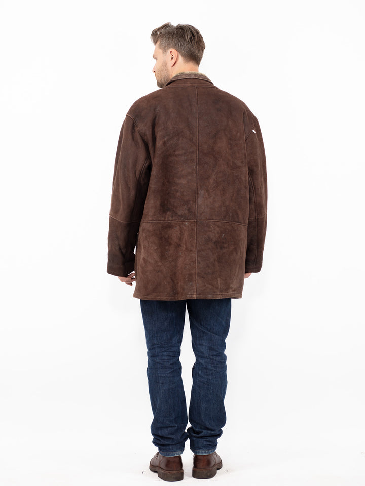 Vintage 90's Men Sheepskin Coat in Brown