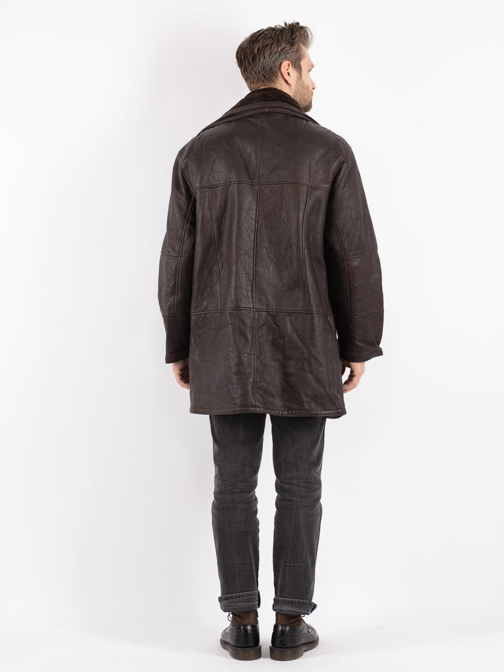 Vintage 00's Men Sheepskin Coat in BrownZ259