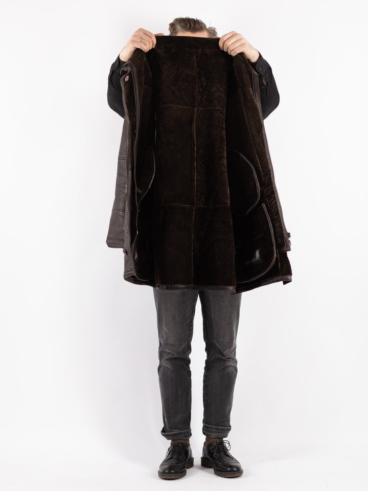 Vintage 00's Men Sheepskin Coat in BrownZ259