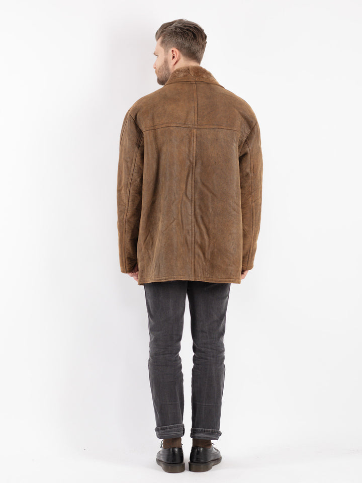 Vintage 90's Men Sheepskin Coat in Brown
