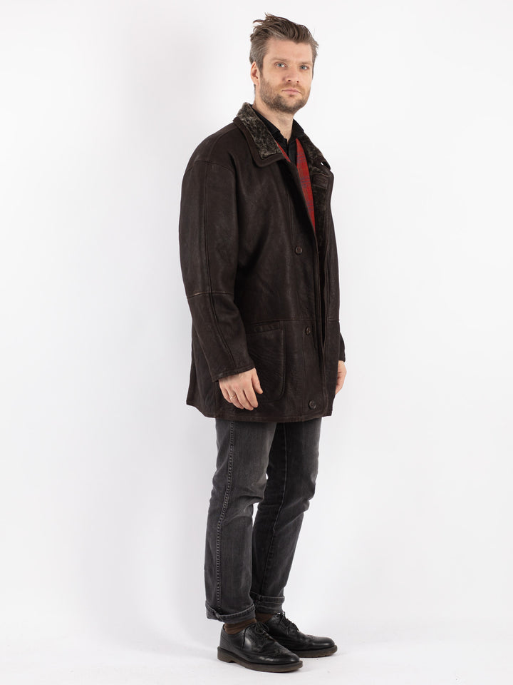 Vintage 90's Men Sheepskin Coat in BrownZ262